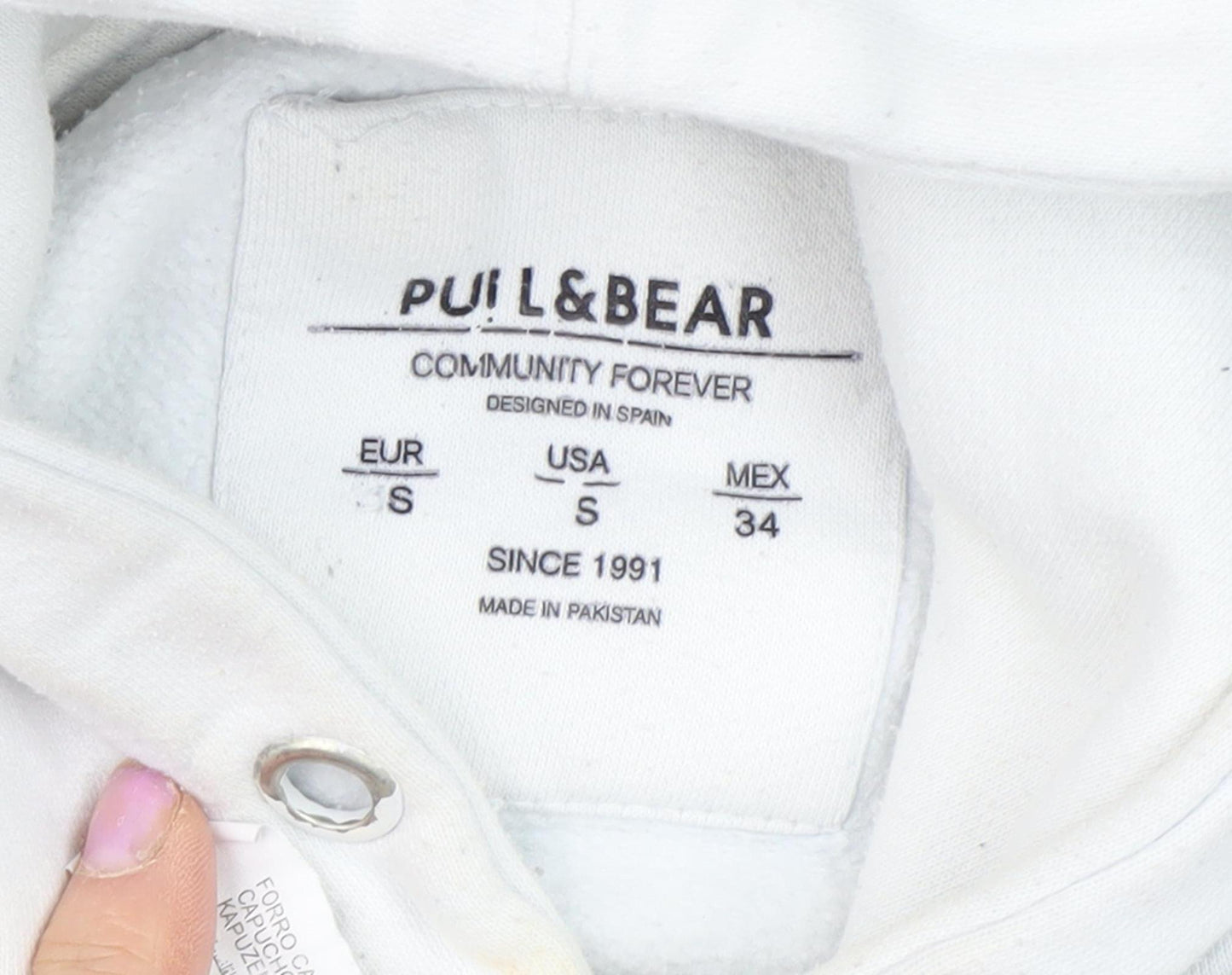 Pull & Bear Men's White S Pullover Hoodie