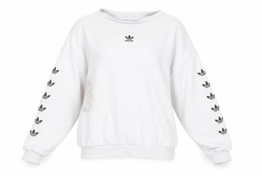 Front view of Adidas Women's White XS Pullover Sweatshirt