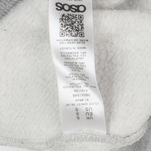 ASOS Men's Grey Pullover Hoodie, Size S, Casual Wear