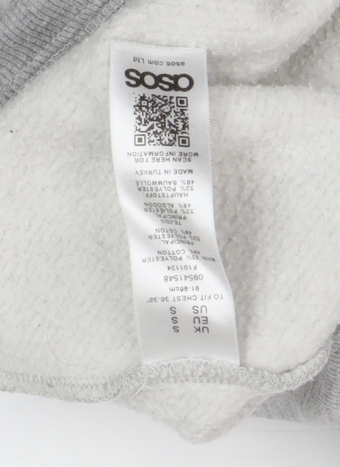 ASOS Men's Grey Pullover Hoodie, Size S, Casual Wear