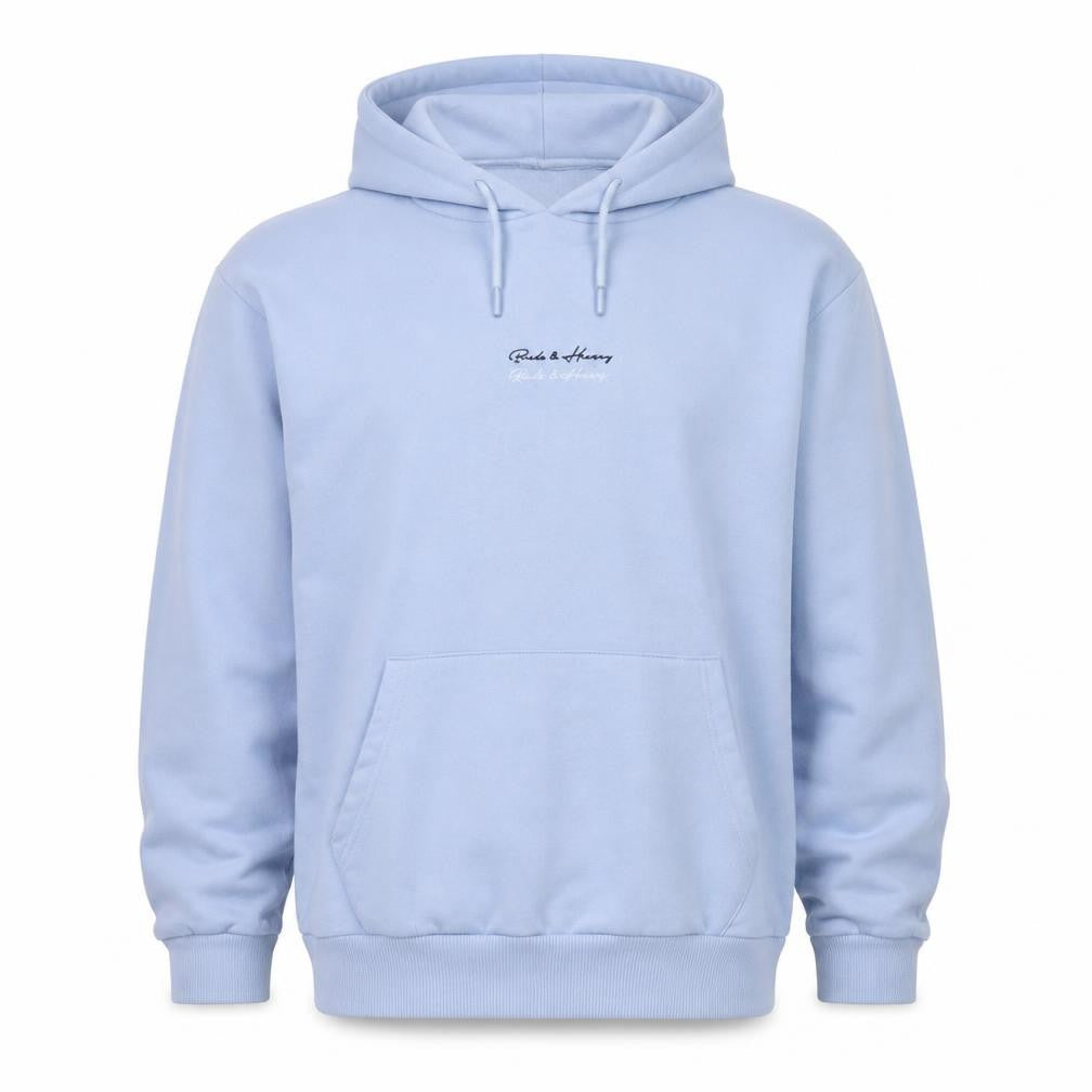 Front view of Beck & Hersey Men's Blue XL Pullover Hoodie