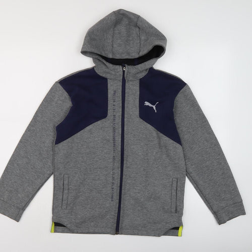 Puma Boys Grey Full Zip Hoodie, 12-13 Years, Good Condition