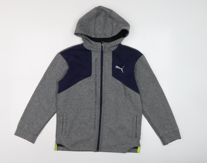 Puma Boys Grey Full Zip Hoodie, 12-13 Years, Good Condition