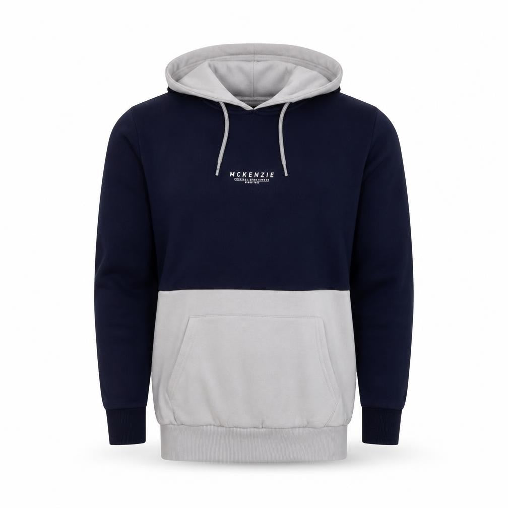 Front view of McKenzie Men's Blue Pullover Hoodie S