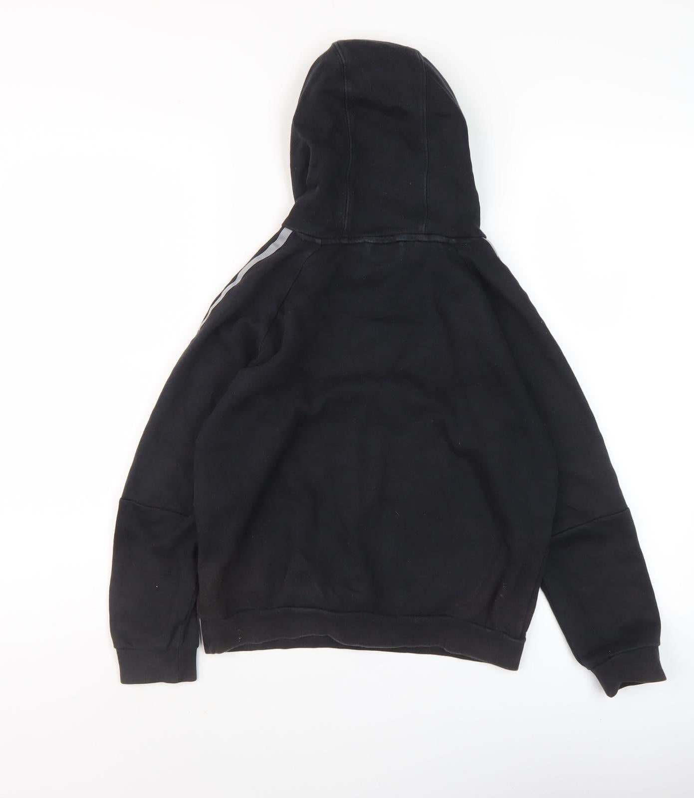 Adidas Boys Black Pullover Hoodie 10Y Casual Sports Graphic