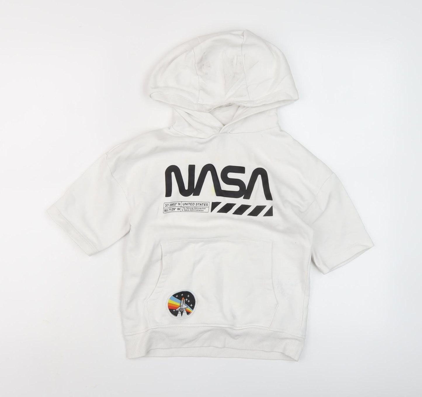 Next Boys NASA Hoodie White 7-8 Years Pullover Space Themed