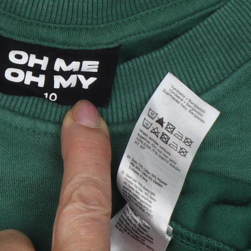 Oh Me Oh My Green Graphic Pullover Sweatshirt Size 10