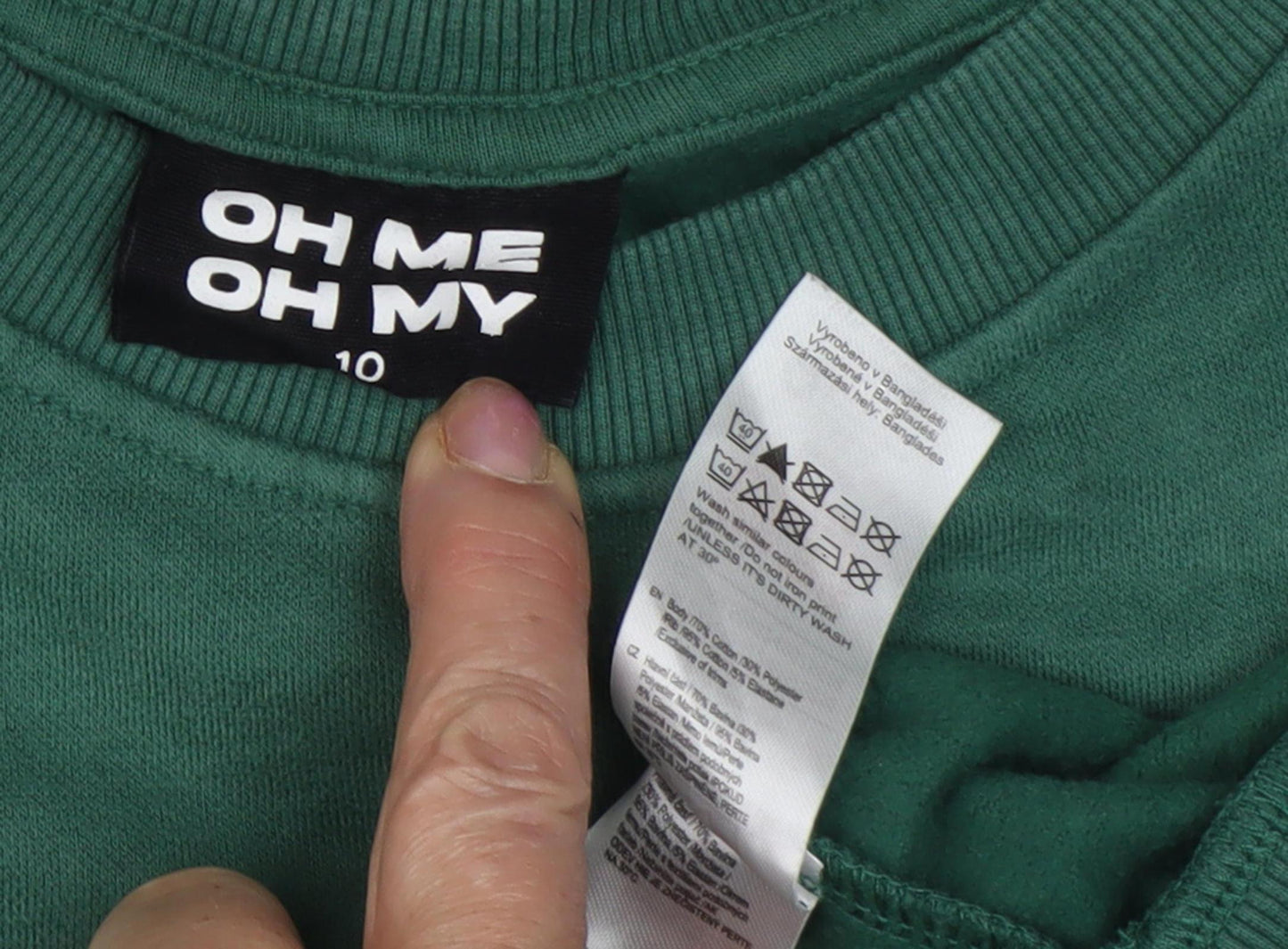 Oh Me Oh My Green Graphic Pullover Sweatshirt Size 10