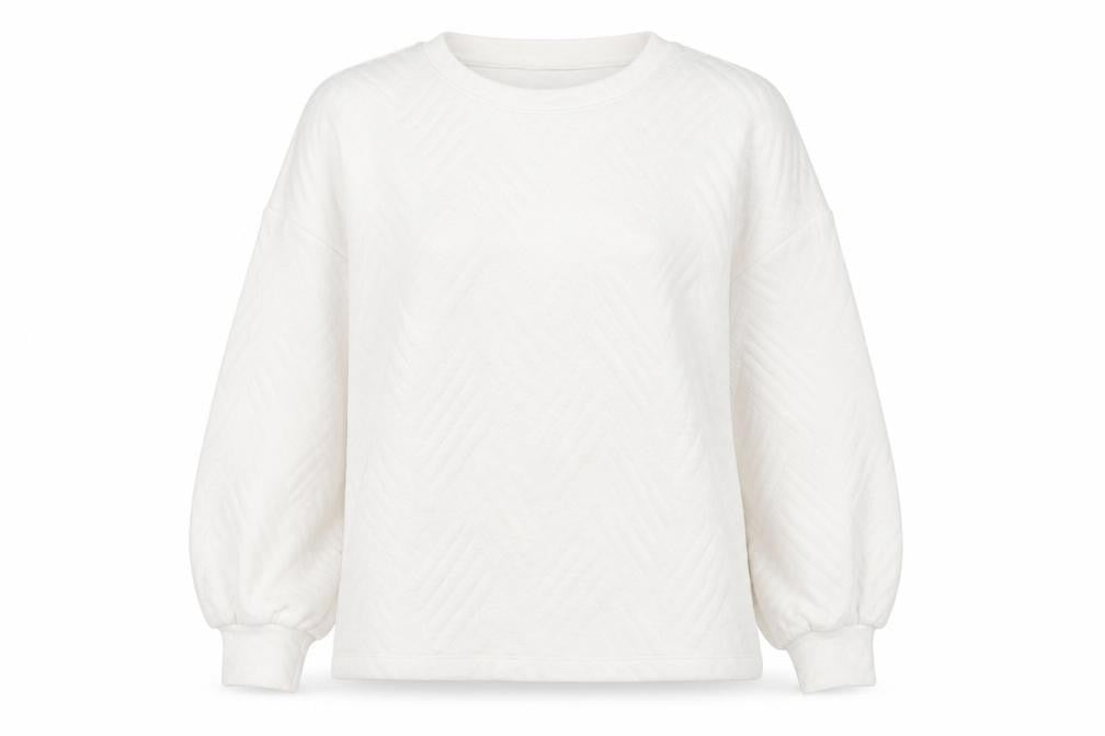 Front view of Great Plains Women's White Crew Neck Sweatshirt -, size S