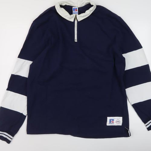 Russell Athletic Men's Blue XL Striped Polo