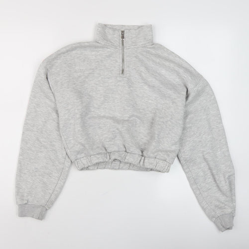 Bershka Women’s Grey 1/4 Zip Sweatshirt Size 8