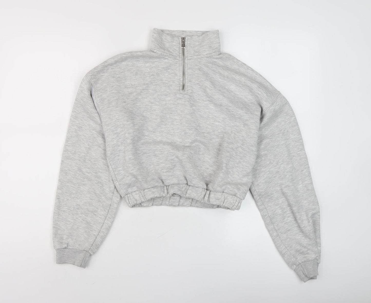 Bershka Women’s Grey 1/4 Zip Sweatshirt Size 8