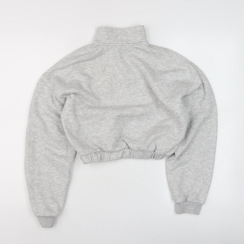 Bershka Women’s Grey 1/4 Zip Sweatshirt Size 8