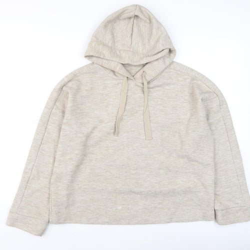 MNG Women's Beige Pullover Hoodie, Size 12, Relaxed Cotton Blend