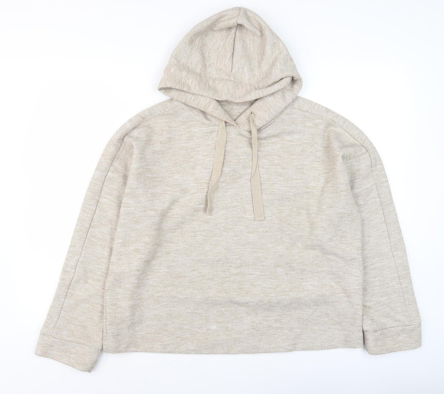 MNG Women's Beige Pullover Hoodie, Size 12, Relaxed Cotton Blend