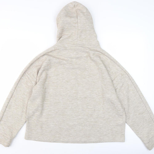 MNG Women's Beige Pullover Hoodie, Size 12, Relaxed Cotton Blend