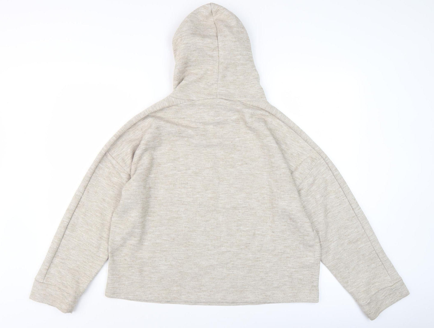 MNG Women's Beige Pullover Hoodie, Size 12, Relaxed Cotton Blend