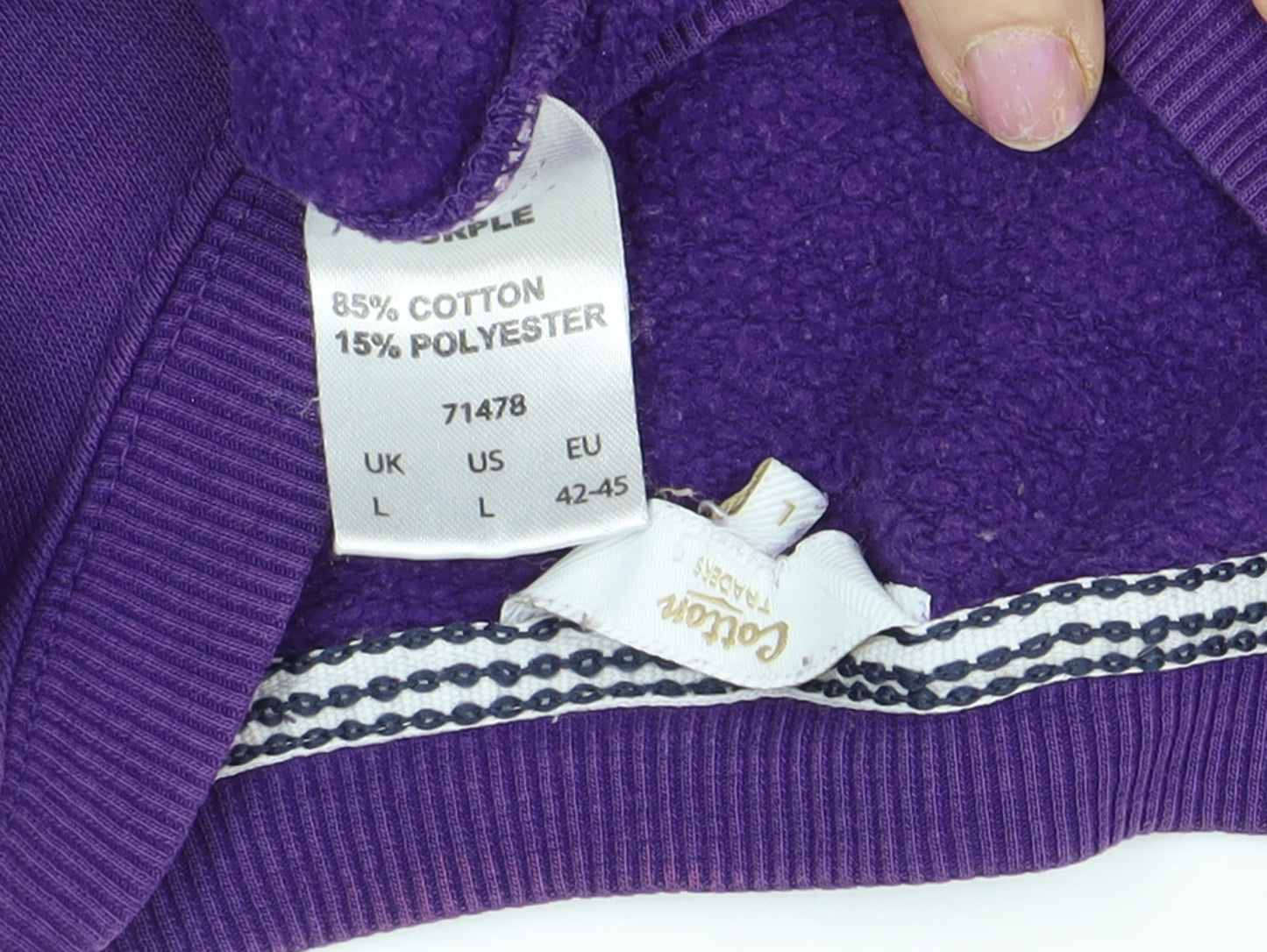 Cotton Traders Purple Unisex Adults Sweatshirt Pullover Size L