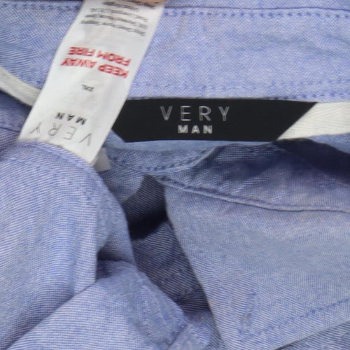Very Men's Blue 2XL Long Sleeve Button-Up Shirt