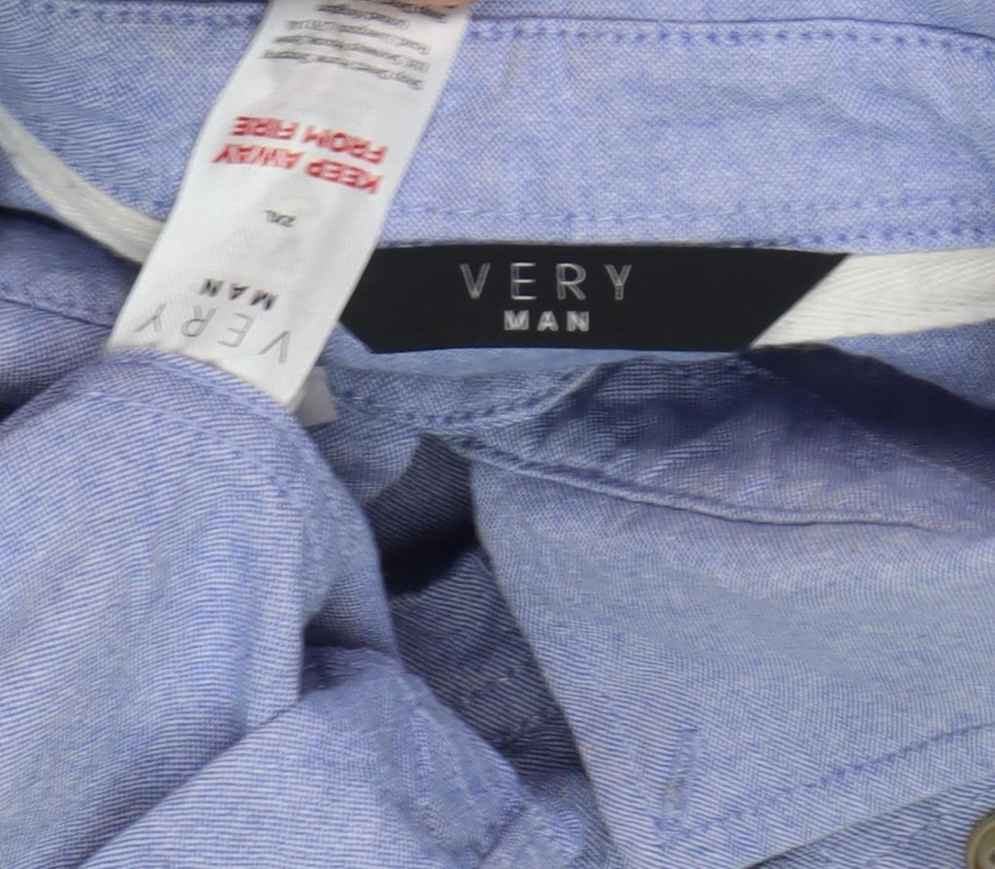 Very Men's Blue 2XL Long Sleeve Button-Up Shirt