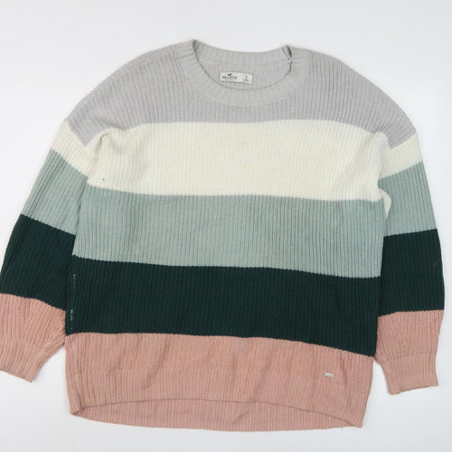 Hollister Women's Multicoloured Striped Pullover Jumper S
