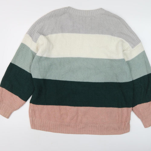 Hollister Women's Multicoloured Striped Pullover Jumper S