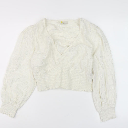 Boden Women’s White Cropped Blouse Size 12