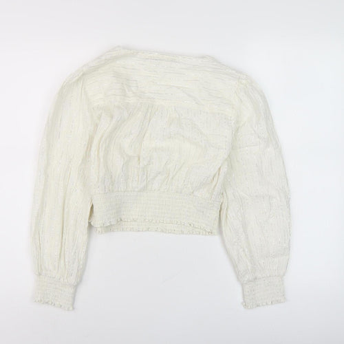 Boden Women’s White Cropped Blouse Size 12
