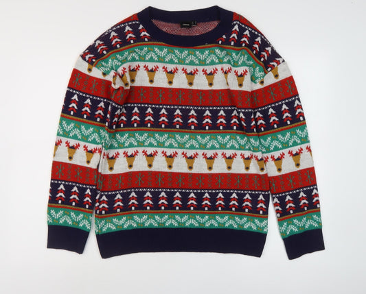 Front view of ASOS Christmas Jumper, unisex, multicoloured, size 4 plus