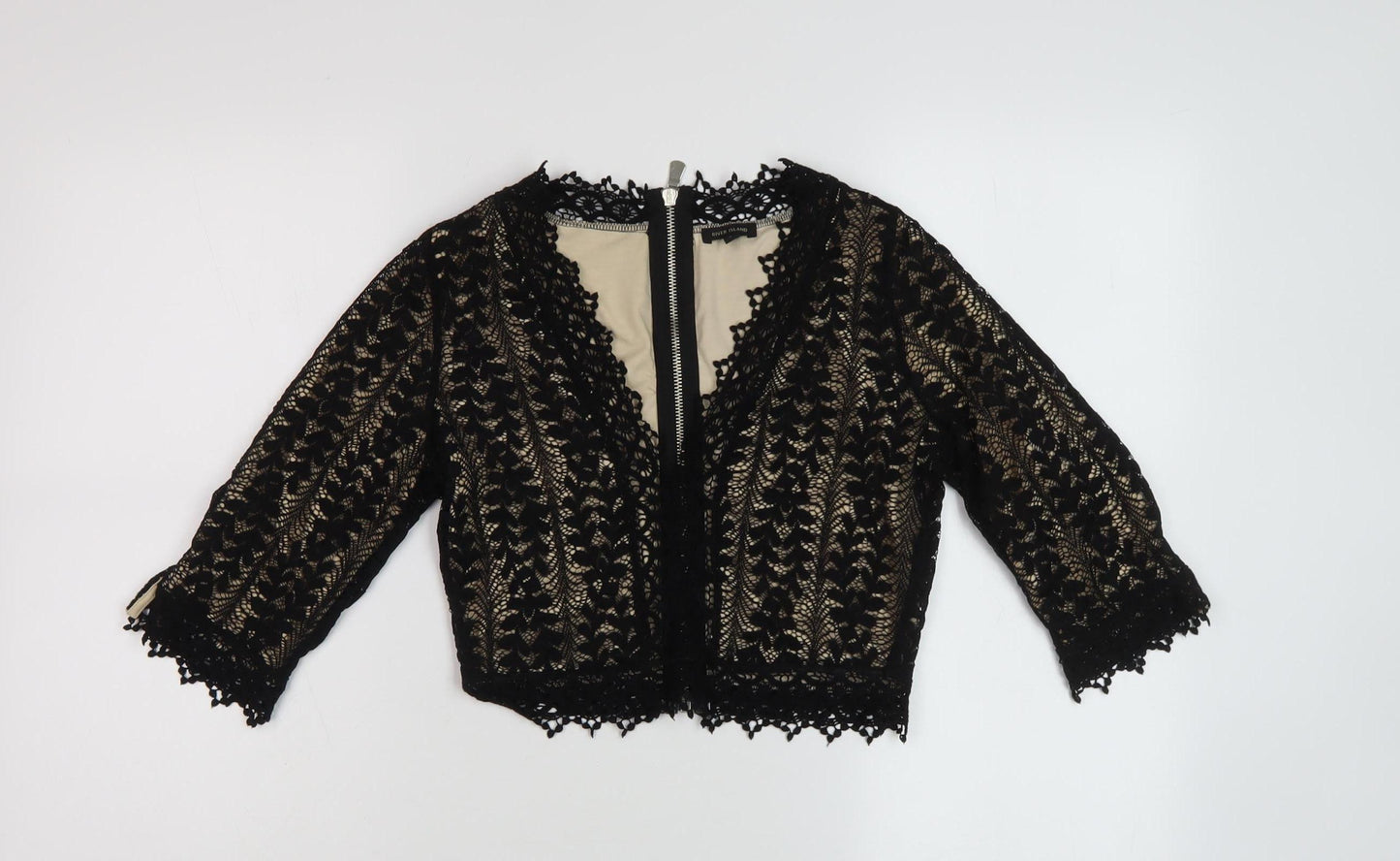 River Island Women's Black Lace Cropped Blouse