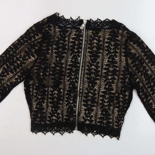 River Island Women's Black Lace Cropped Blouse