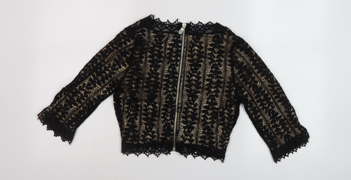 River Island Women's Black Lace Cropped Blouse