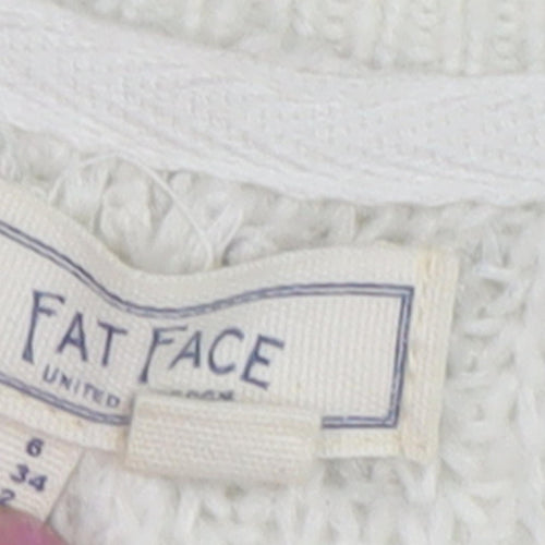 Fat Face Women's Ivory Cable-Knit Cardigan Size 6