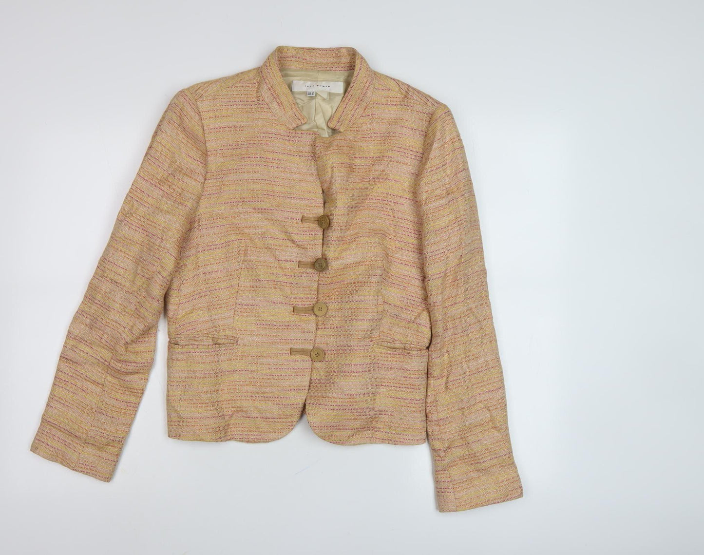 Zara Women's Multicoloured Blazer, Size 12, Cotton Blend