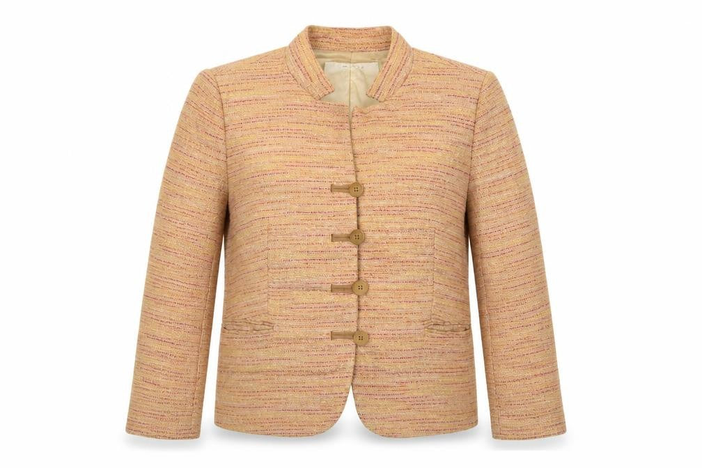 Front view of Zara Women's Multicoloured Blazer, size 12, Cotton Blend