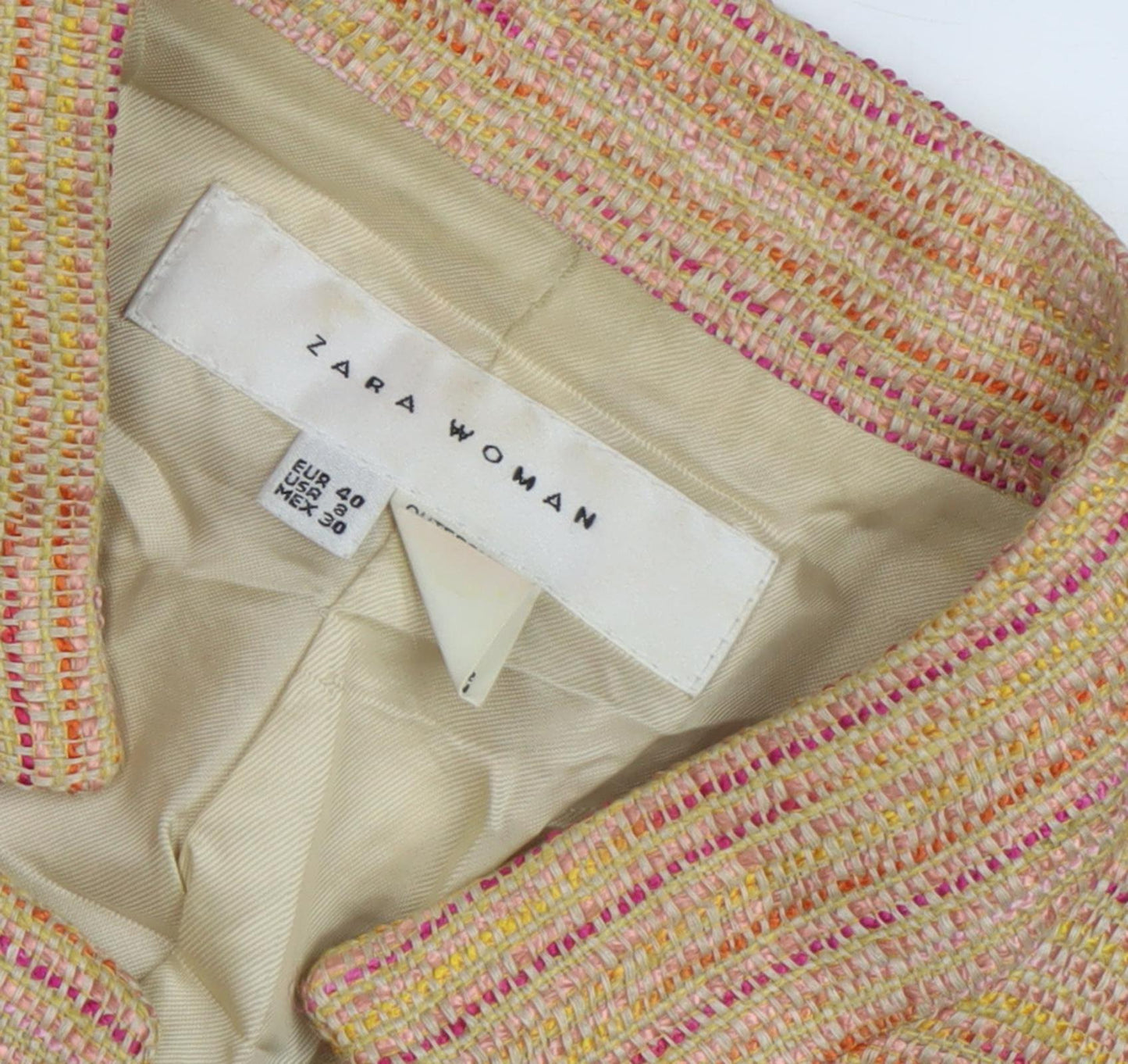 Zara Women's Multicoloured Blazer, Size 12, Cotton Blend