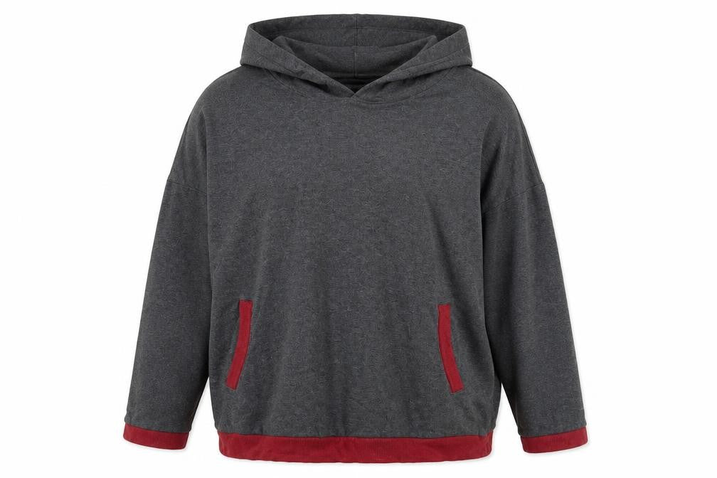 Front view of Scott & Scott Women Grey Hooded Knit Jumper, size M
