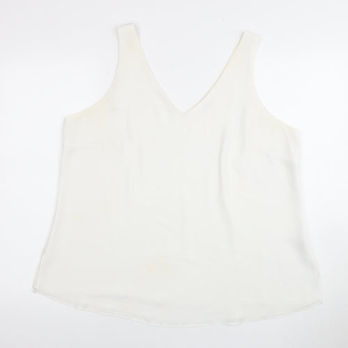 Wallis Women's White Sleeveless V-Neck Blouse - Size 18