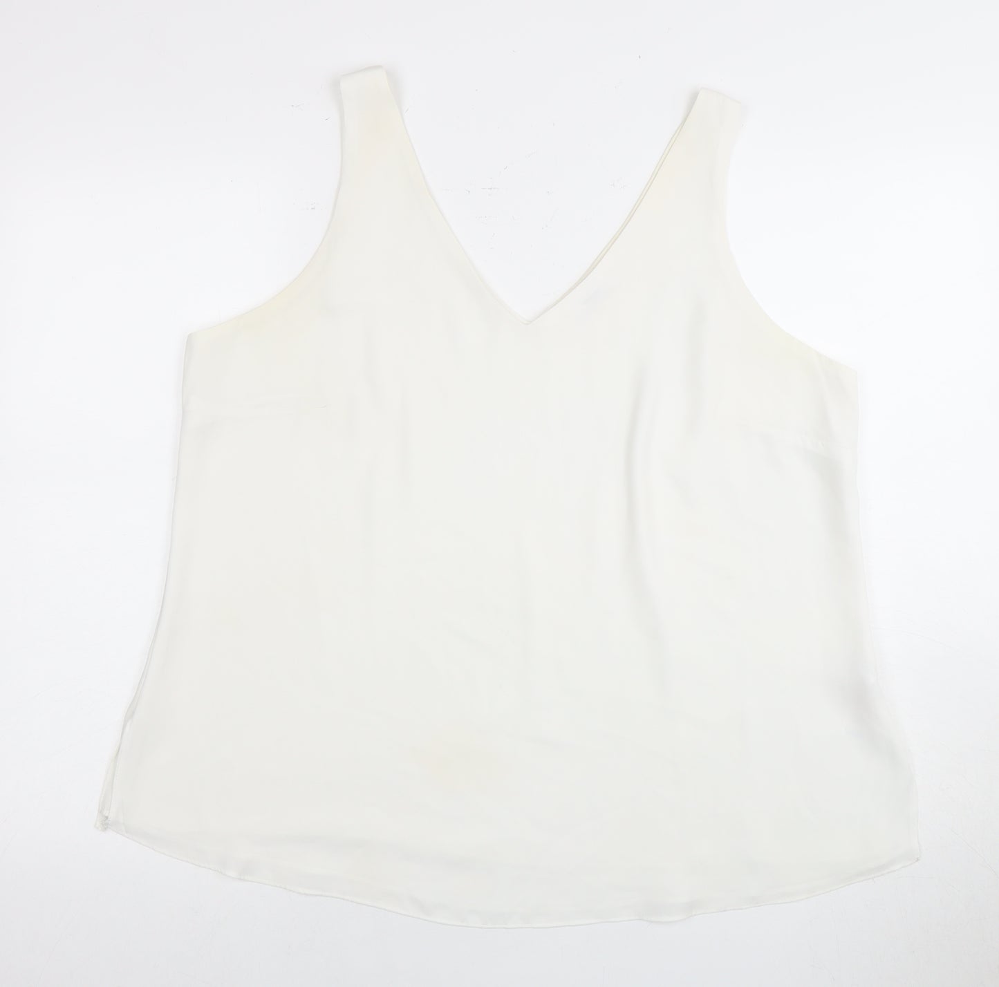 Wallis Women's White Sleeveless V-Neck Blouse - Size 18