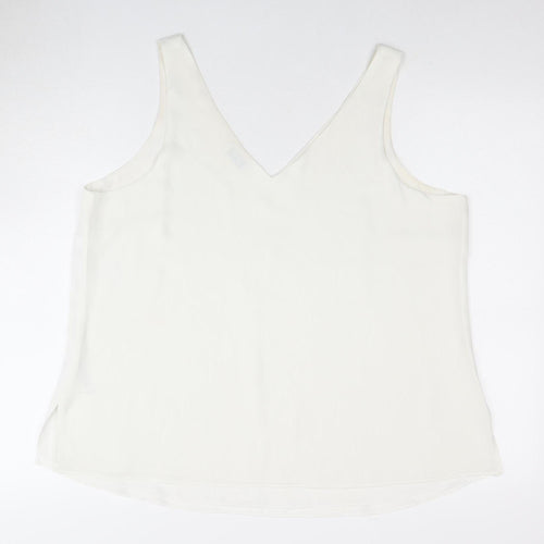 Wallis Women's White Sleeveless V-Neck Blouse - Size 18