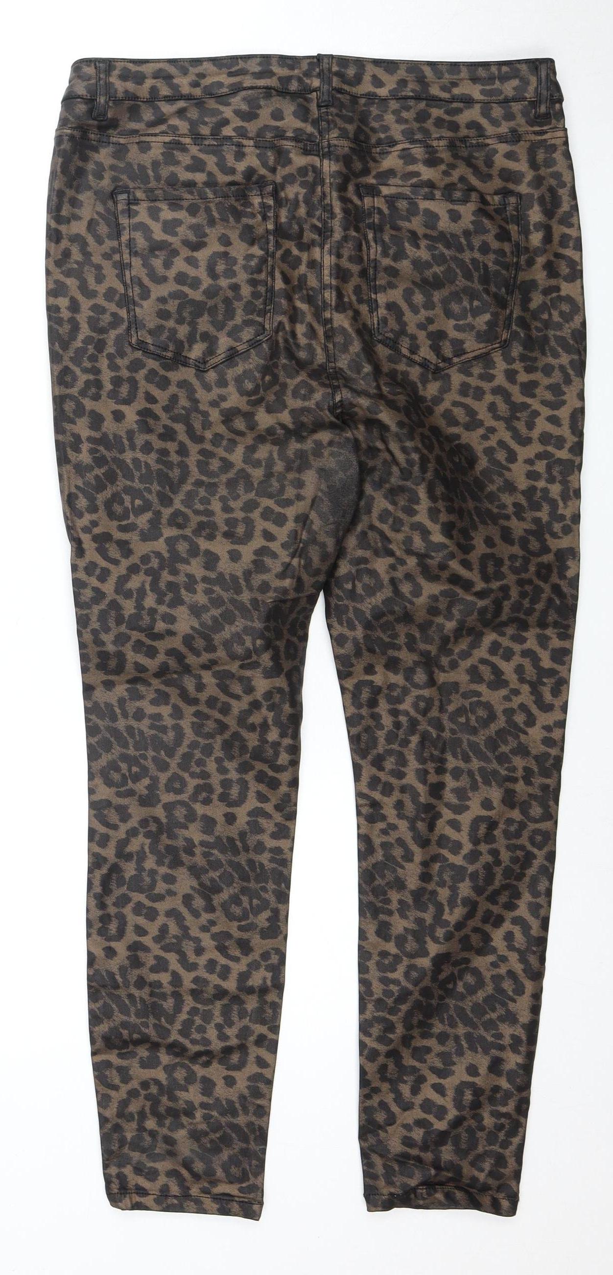 Next Women's Brown Leopard Print Skinny Jeans, Size 18 Plus