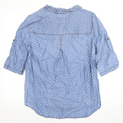 Joules Women's Blue Animal Print 3/4 Sleeve Blouse