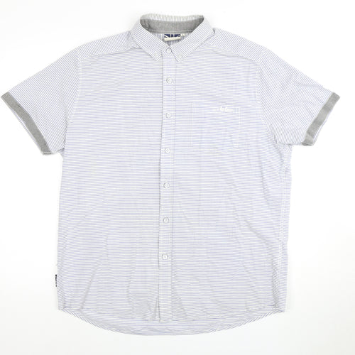 Lee Cooper Men's Blue Striped Short Sleeve Shirt