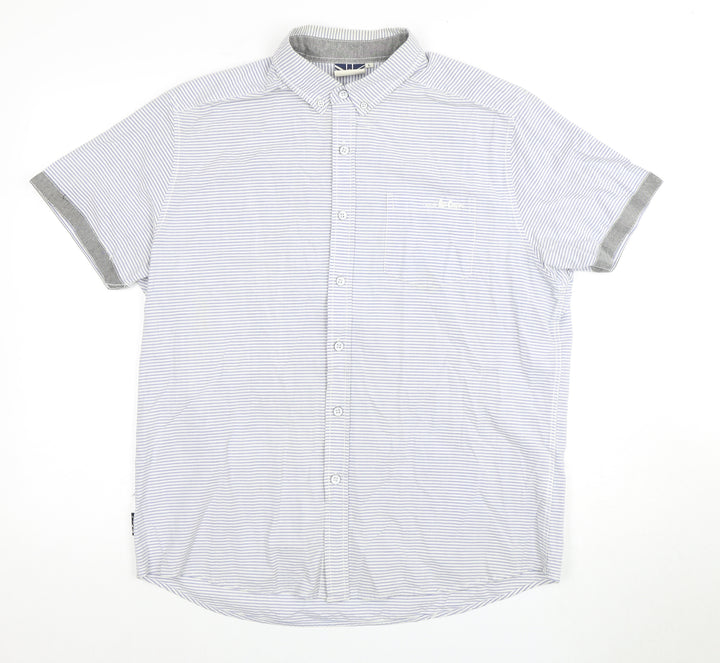 Lee Cooper Men's Blue Striped Short Sleeve Shirt