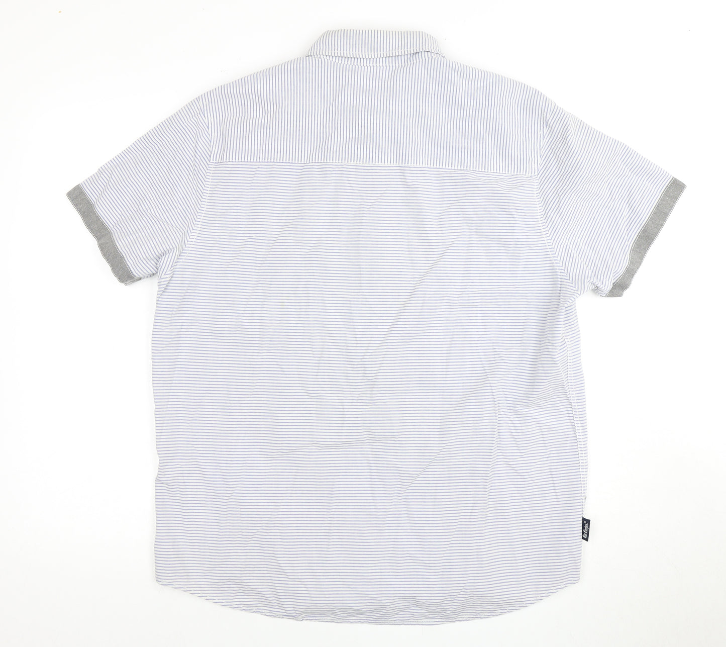 Lee Cooper Men's Blue Striped Short Sleeve Shirt