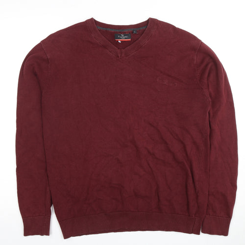 Pierre Cardin Men's Red Knit Pullover Jumper Size L