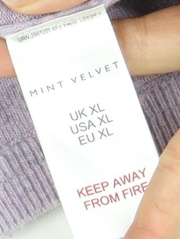 Mint Velvet Women's Purple V-Neck Pullover XL