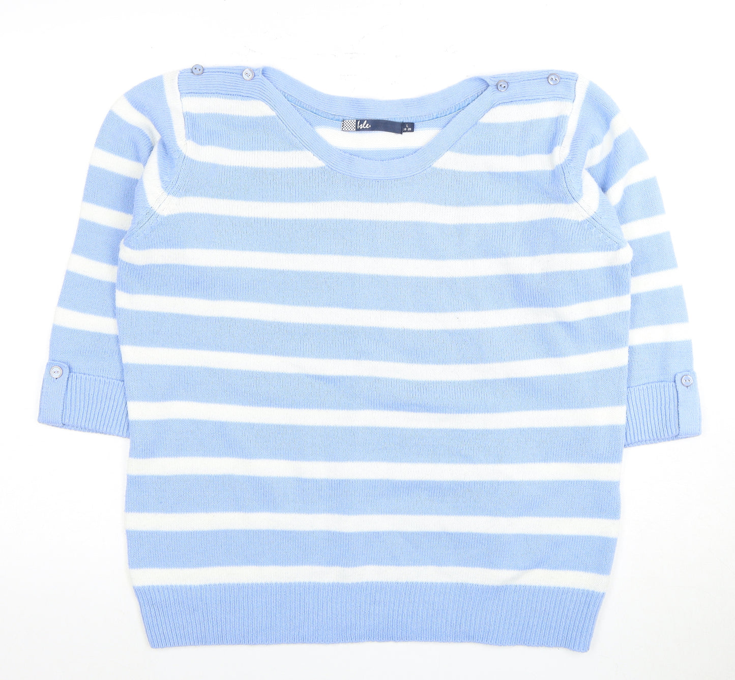 Women's Blue Striped Pullover Jumper, Size 18