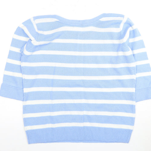 Women's Blue Striped Pullover Jumper, Size 18
