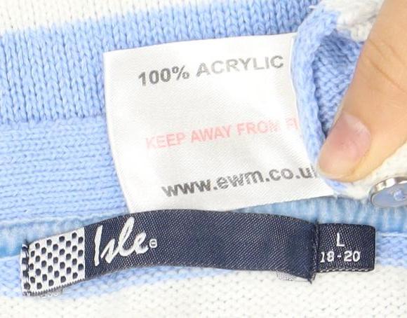 Women's Blue Striped Pullover Jumper, Size 18